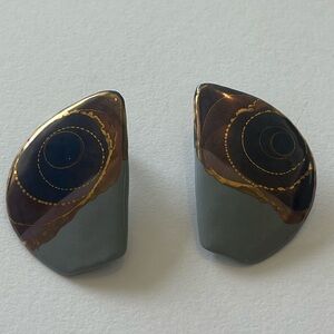 Abstract Gold and Gray Earrings